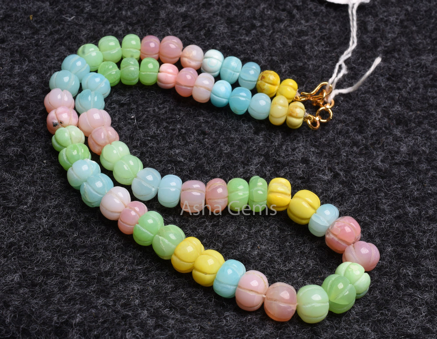 Beautiful Multi color Opal carved Pumpkin Beads necklace,8.5-11 mm Disco Multi Rainbow Opal Carving Watermelon Gemstone Bead Opal Necklace
