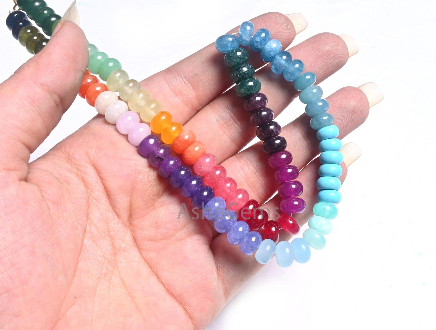 16" AAA Quality Multi Jade Quartz Smooth Rondelle Beads Necklace,8 mm Shaded Rainbow Quartz Plain Gemstone Beads Necklace Jewelry handicraft