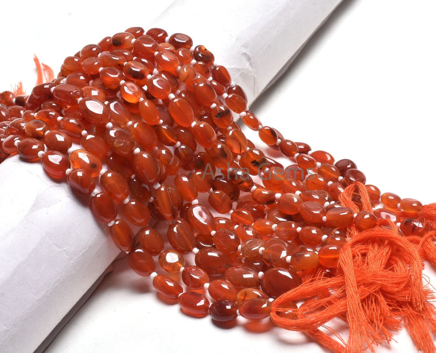Natural Carnelian Oval Shape smooth Gemstone Beads,10" Strand Red Carnelian Handmade Uneven Oval Straight Drill Beads Jewelry Making Crafts