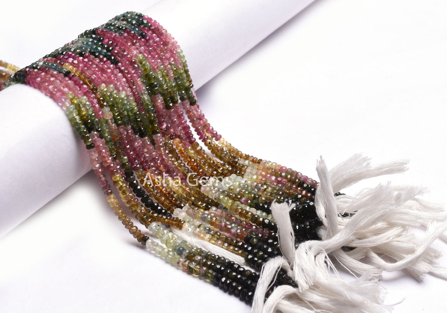 14.5" Strand Multi Tourmaline Faceted Rondelle Gemstone Beads,4mm Shaded Multi Tourmaline Hand Cut Beads, Real Tourmaline Bead Jewelry Sale