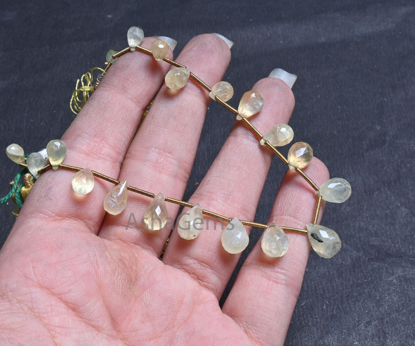 Beautiful Prehnite Faceted Drop Shape Beads, 7" Natural Light Green Prehnite Teardrop Briolette Gemstone beads Jewelry makings Crafts SALE (AG 18631)