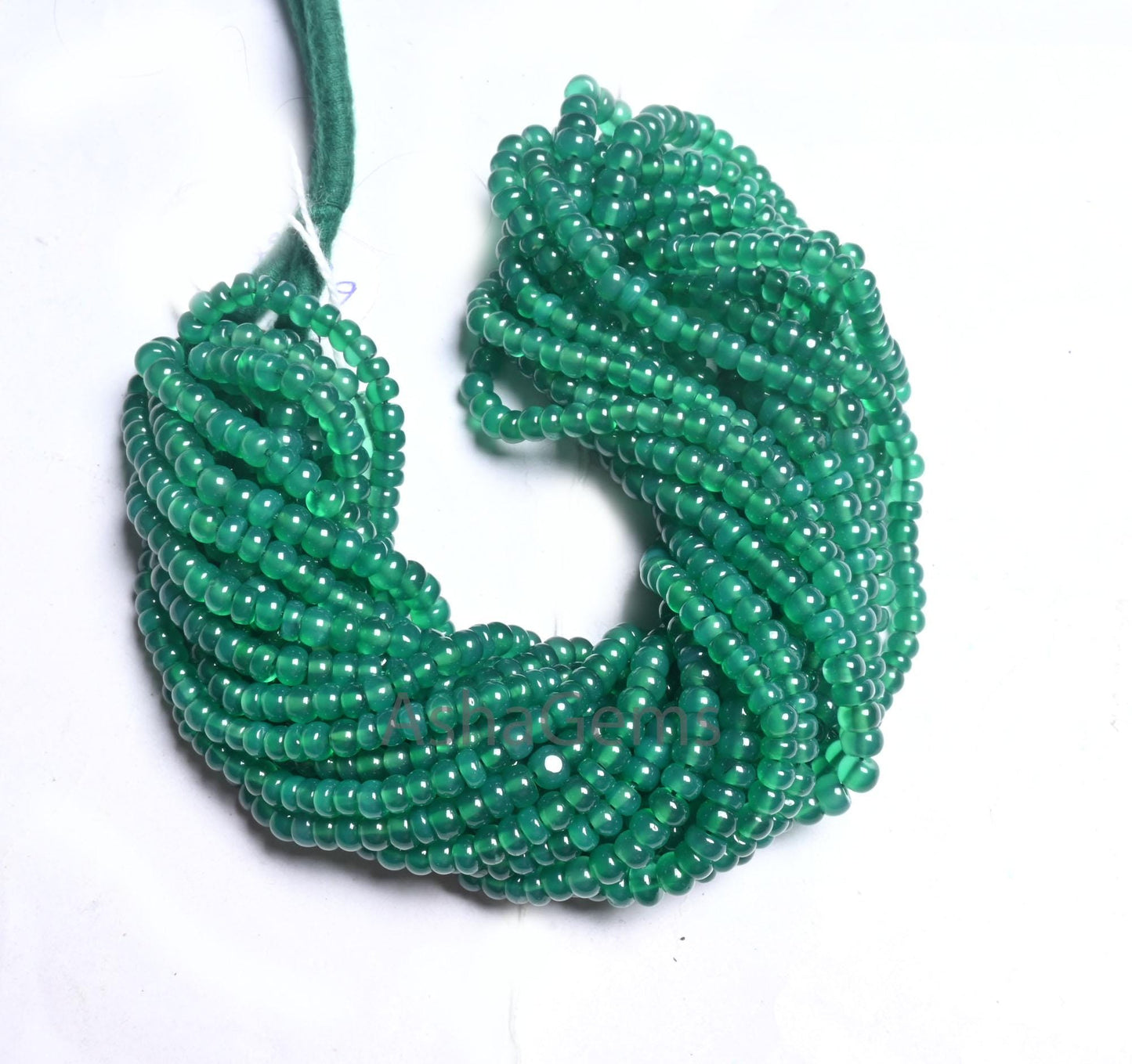 AAA Quality Green Onyx Smooth Rondelle Gemstone Beads,16" Strand Onyx Beads, Beautiful Green Onyx Plain Roundelle Handmade Bead Jewelry SALE