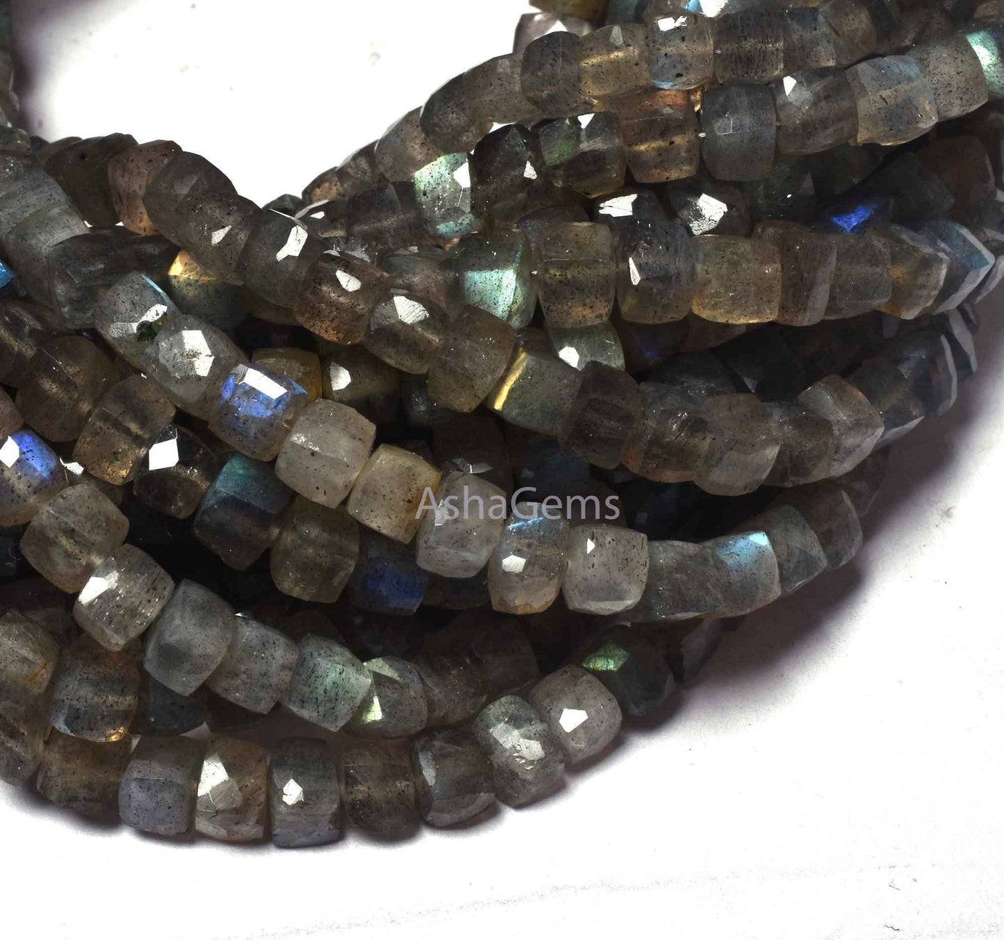 5 mm Labradorite Faceted Cube Gemstone Beads,7" Strand Natural Fire ;abradorite Faceted 3D Cube Box Beads, Black rainbow Box beads Jewelry