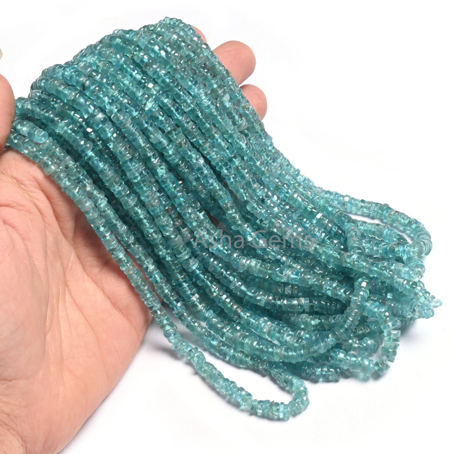Fine Quality Apatite Heishi Tyre Shape Beads, Natural Apatite Beads, Sky Blue Apatite Plain Handmade Flat Wheel Gemstone Bead Jewelry Crafts