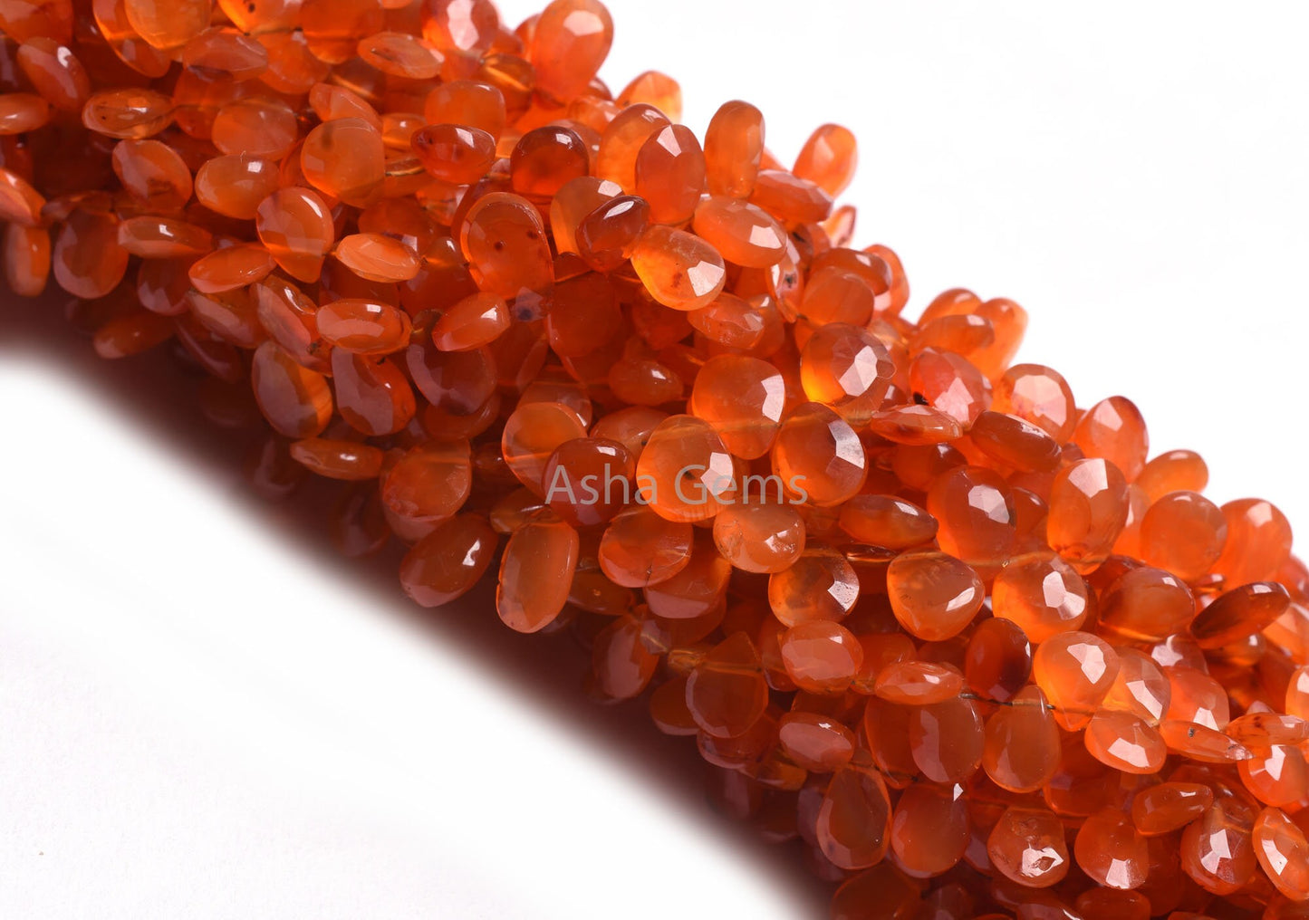 Fine Carnelian Faceted Pear Shape Gemstone Beads,9" Strand Red Carnelian Flat Teardrop Side Drill Beads, Carnelian Beads Jewelry Craft SALE