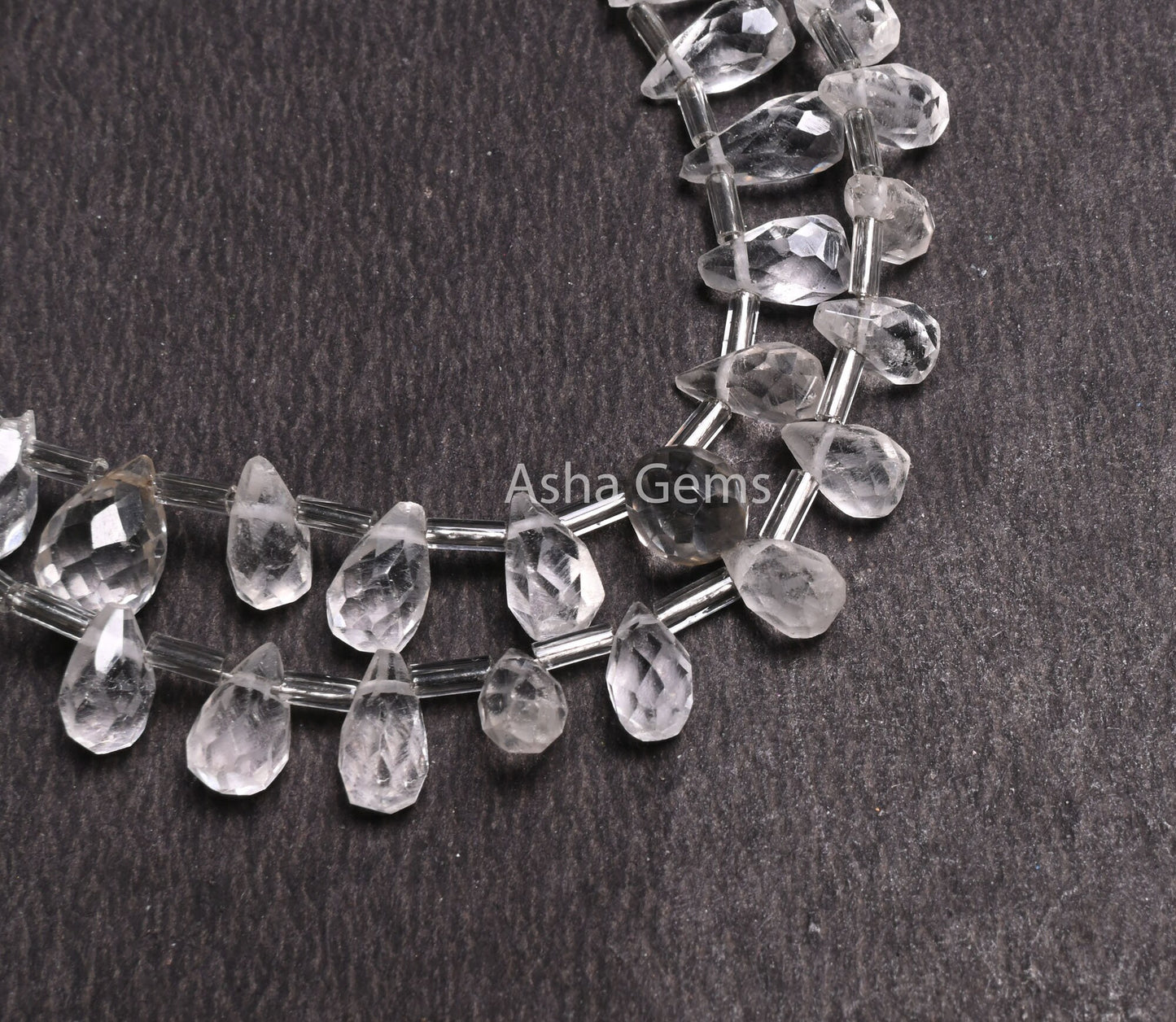 Crystal Quartz Indian Hand Cut Faceted Drop Shape Side Drill Beads, Natural White Crystal Teardrop Handmade Bead, Crystal Beads Jewelry SALE
