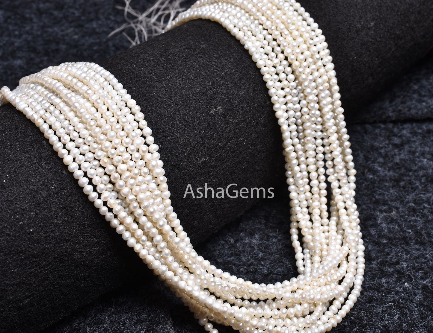 3 mm Natural Fresh water Pearl Beads, White Pearl Center Drill Beads, Real Pearl, Fresh water Pearl Smooth Gemstone Beads Necklace Jewelry