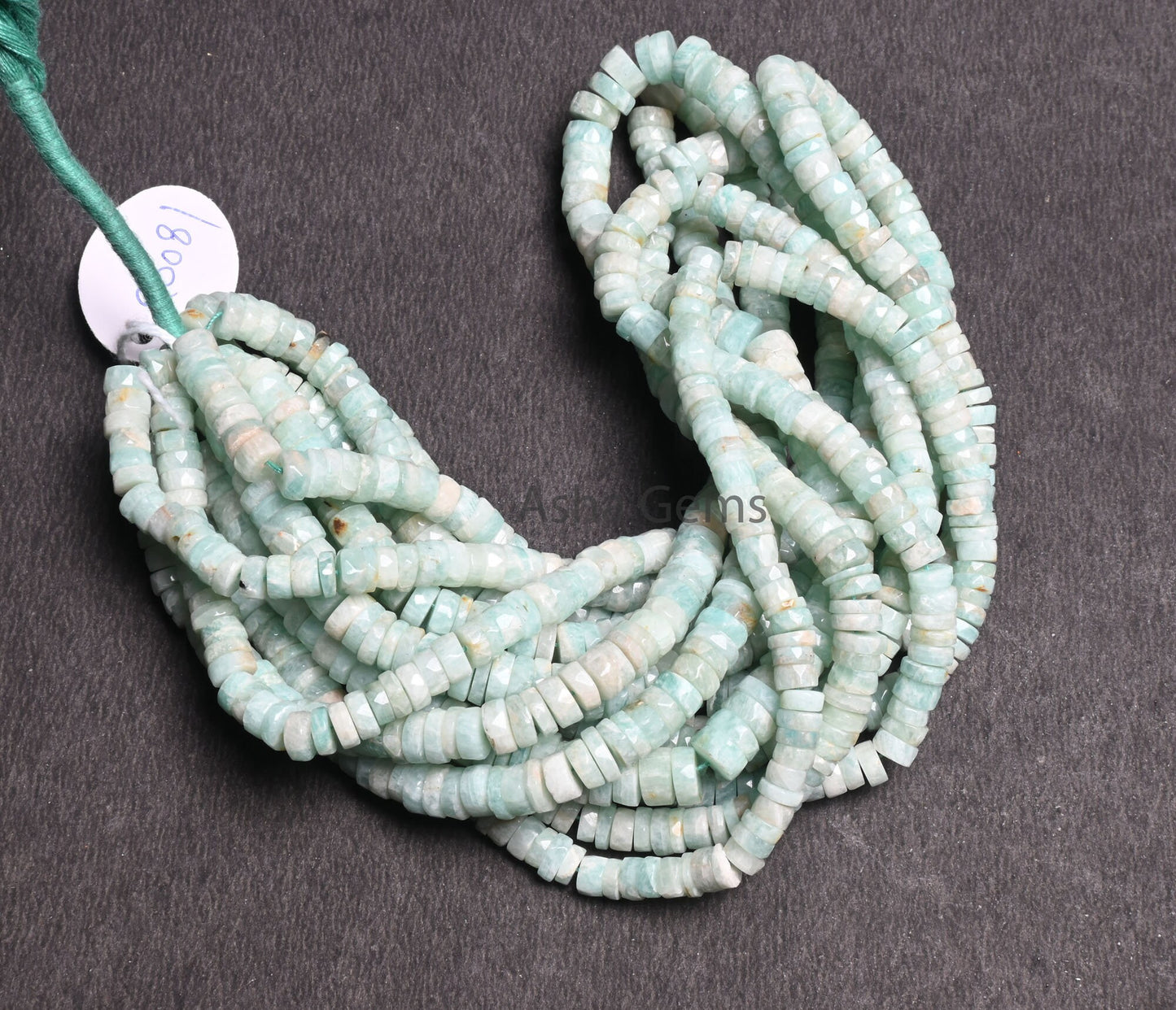 Beautiful Blue Amazonite Faceted Heishi Tyre Flat Gemstone Beads, natural Amazonite Indian Cut Wheel Shape Amazonite Bead Jewelry Craft SALE