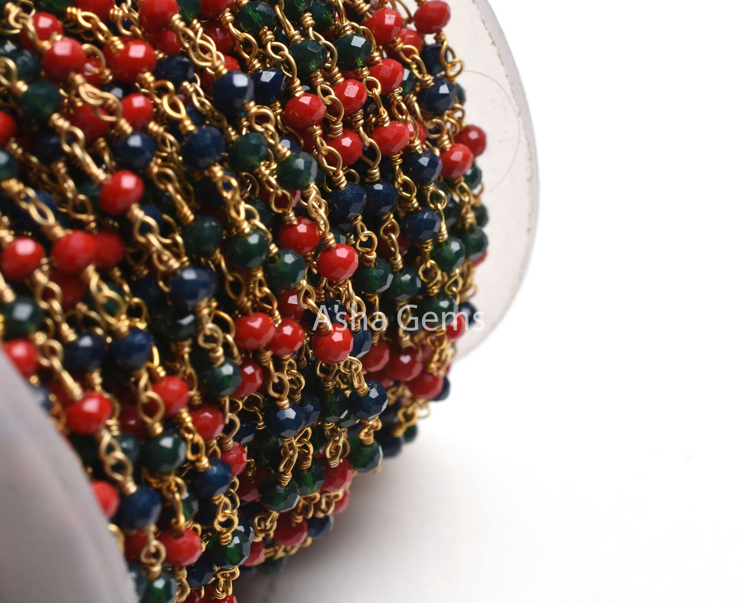 Beautiful Multi Blue Green Red Hydro Rondelle faceted Beads Rosary Chain,3 mm Gold Plated Wire Wrap Handmade Beaded Chains Jewelry Necklace