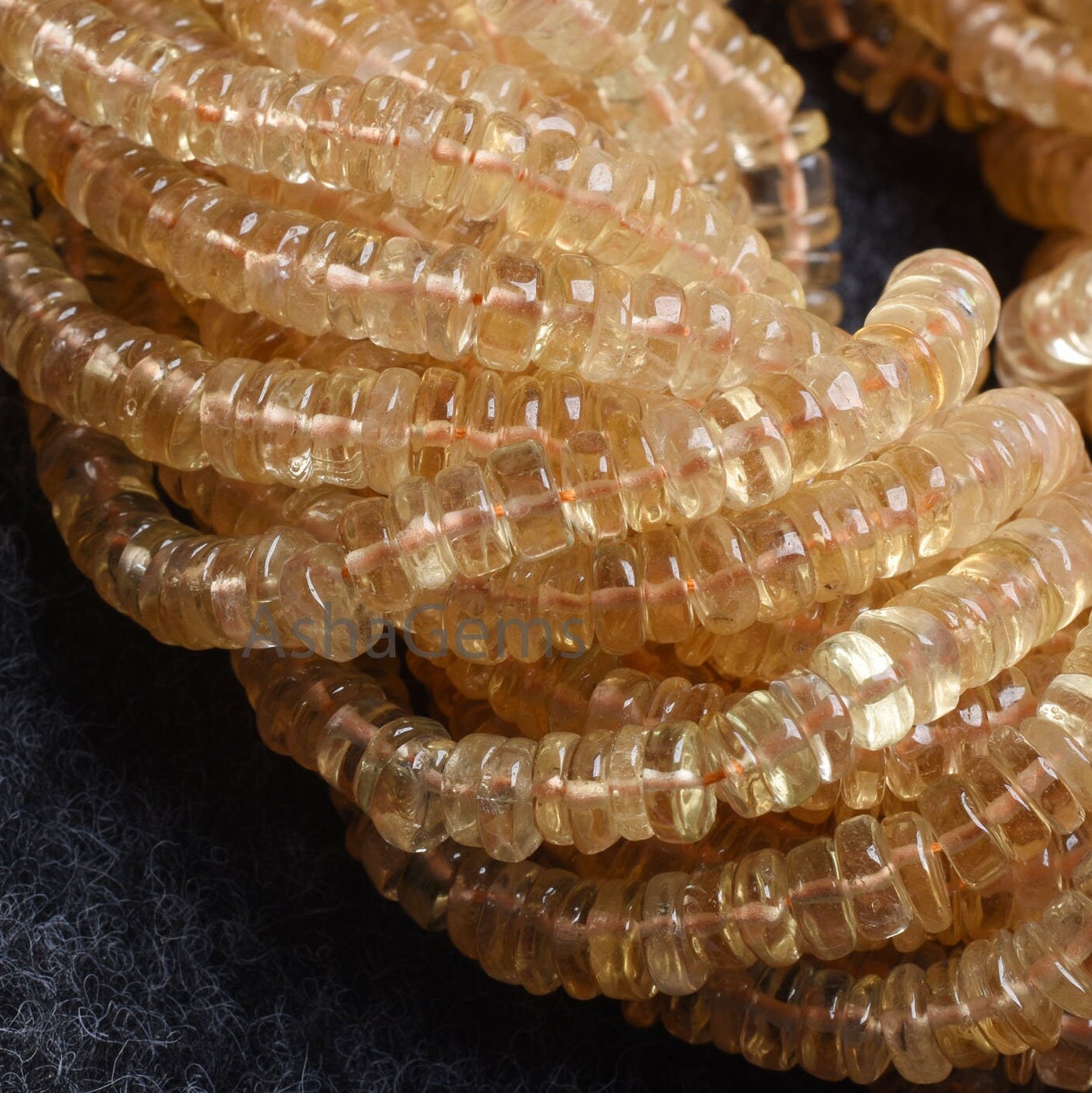 Citrine Quartz Smooth Heishi Tyre Shape Gemstone Beads, Natural Yellow Citrine Flat tyre Beads, Fine Citrine Beads For Jewelry Necklace SALE