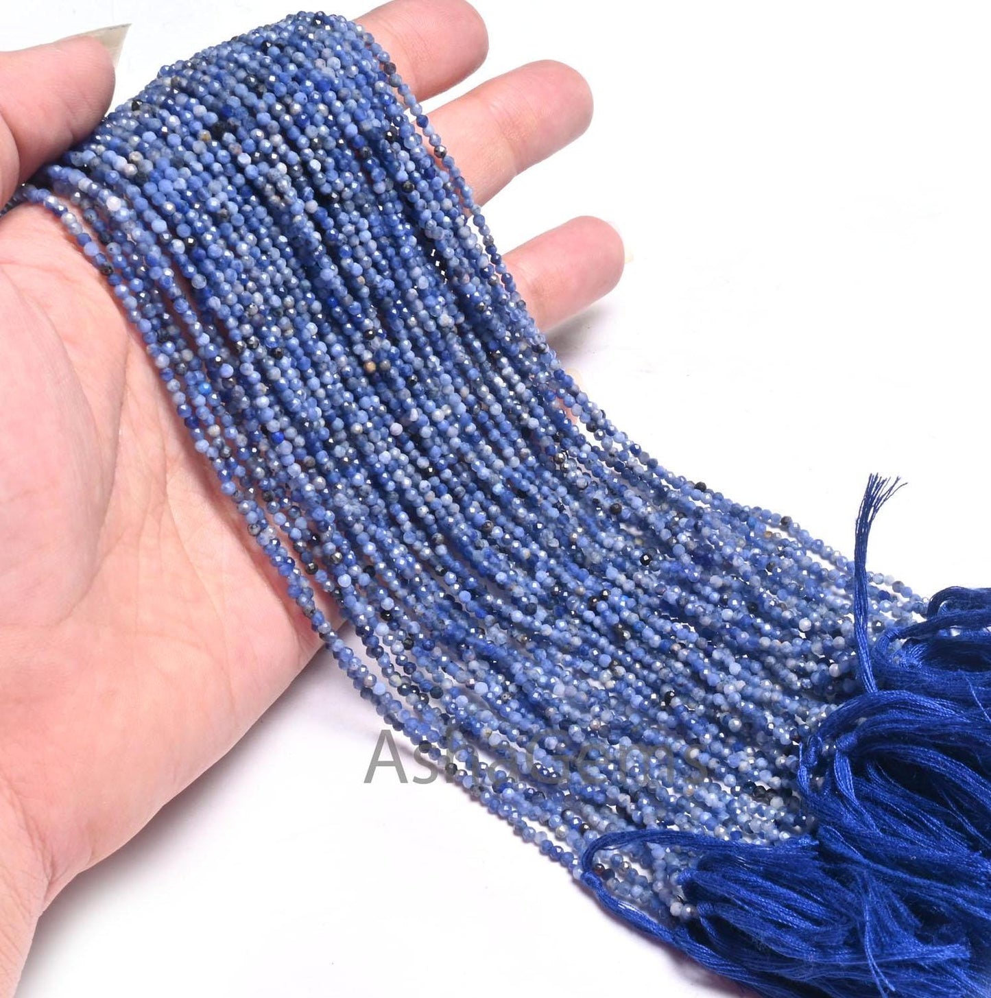 2 mm Fine Blue Sodalite Micro Cut Faceted Rondelle Shape Beads, Natural Sodalite Machine Cut Gemstone Tiny Sodalite Beads Jewelry Craft SALE