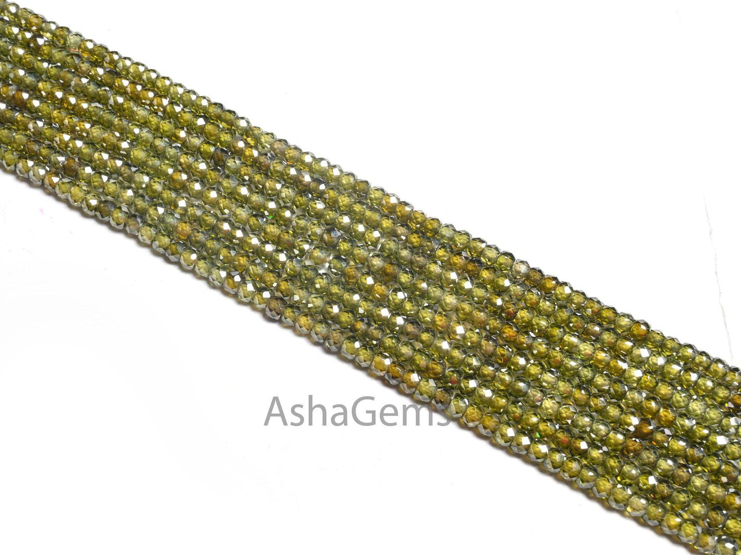 Beautiful Green Zircon Micro Faceted Beads,3.2 mm AAA Dark Olive Green Cubic Zirconia Machine Cut Rondelle Zircon Beads Jewelry Crafts SALE