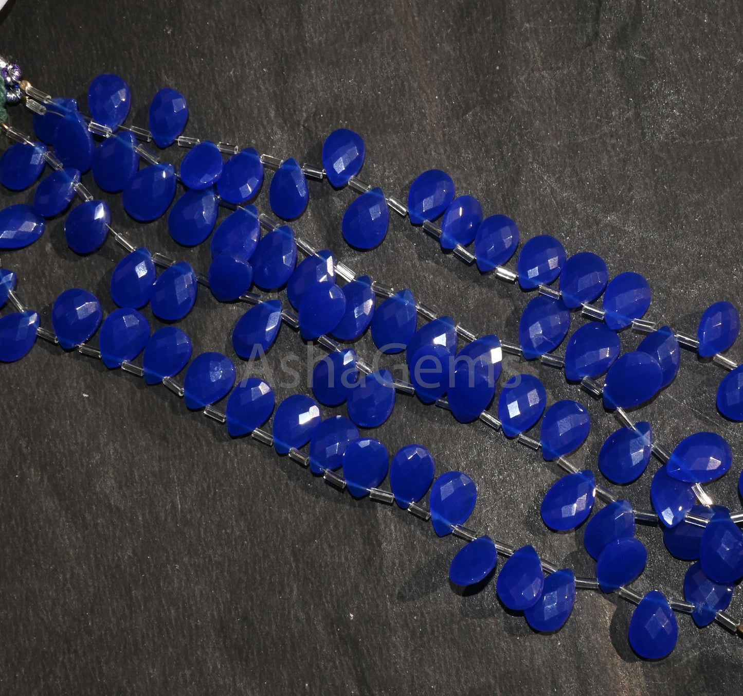 Beautiful Royal Blue Quartz Hydro faceted Pears Side Drill Beads,8" AAA Blue Hydro Faceted Teardrop Briolette Bead Jewelry Making Craft SALE