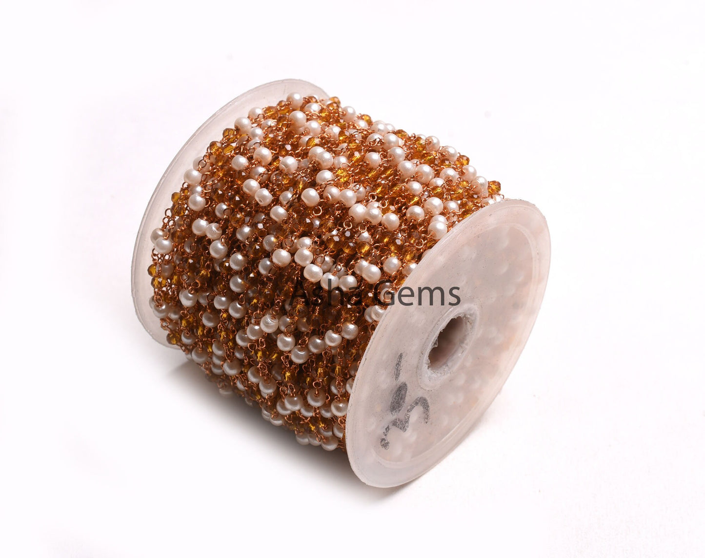 Fine White Pearl citrine Quartz Hydro Faceted Rondelle Beads Rosary Chain Rose Gold plated Wire Wrap Roll Beaded Chain Jewelry Making Crafts