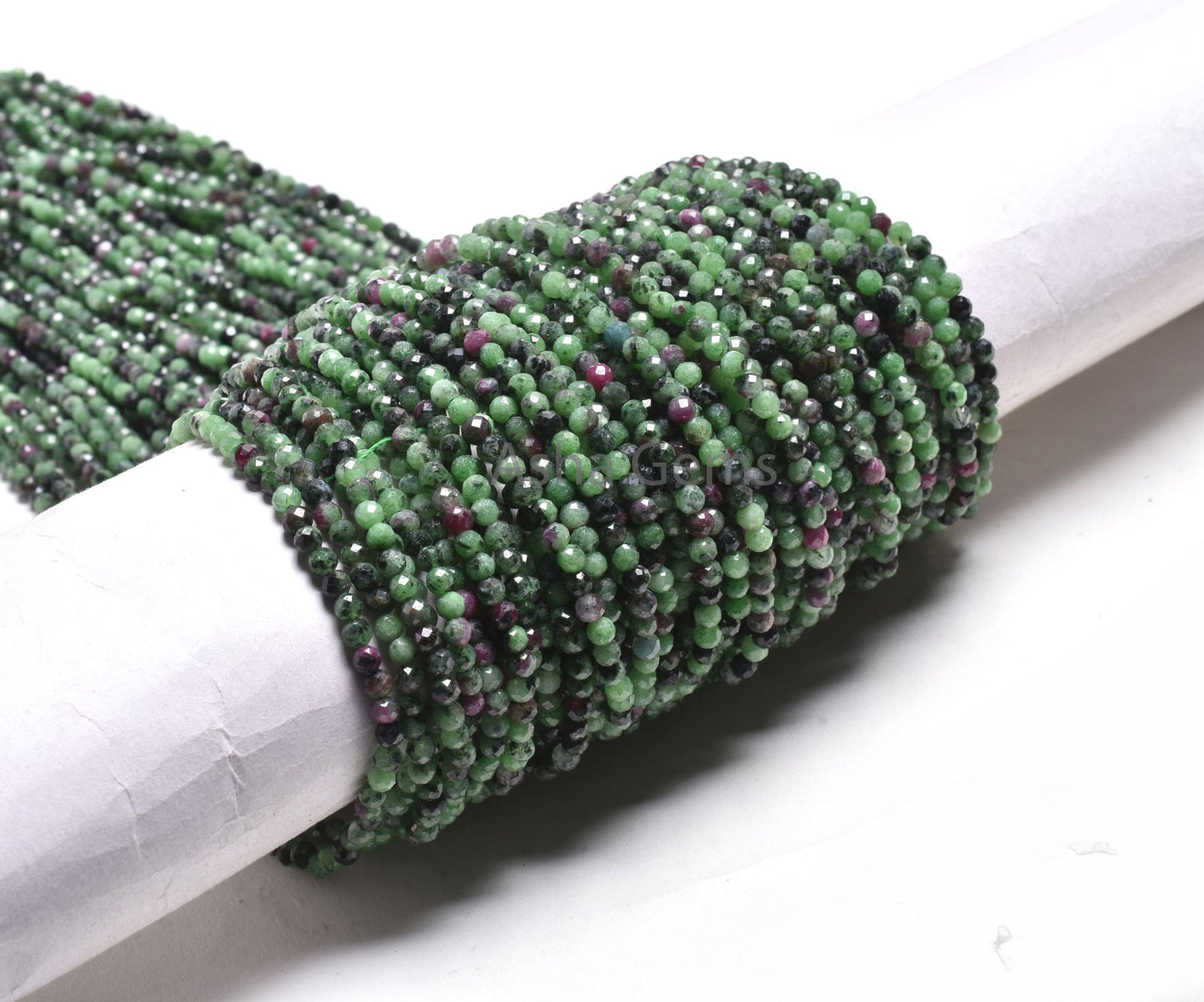 3.5mm Ruby Zoisite Faceted Rondelle Gemstone Beads, Natural Ruby Zoisite Machine Cut Beads Green Ruby Zoisite Bead Strand Jewelry Craft SALE