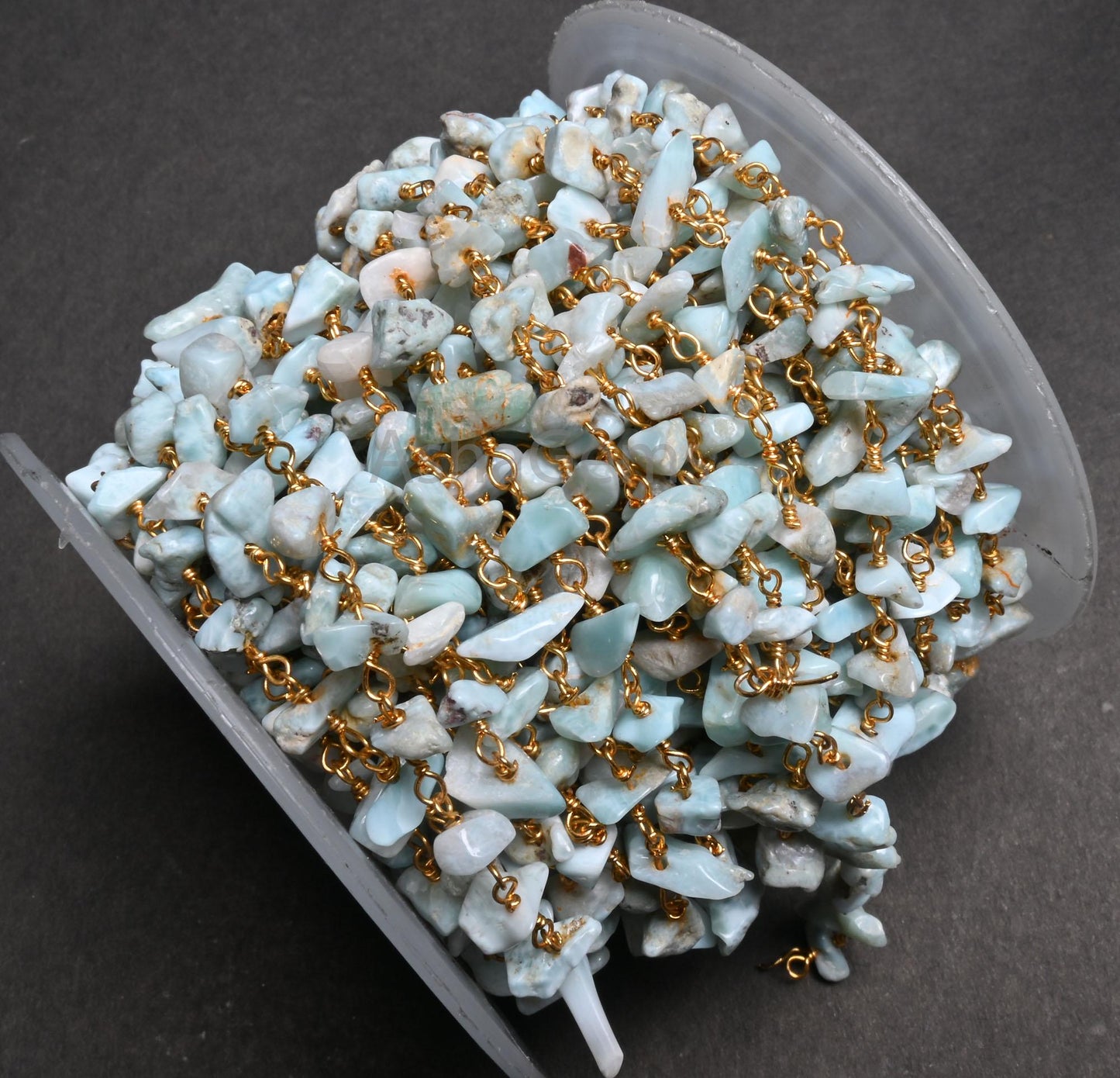 3,5,10,25,Ft Natural Blue Larimar Uncut Chip Beads Rosary Chain Gemstone Beads Chain,Smooth Nugget Beaded Chain,Gold Plated Wire,Finding,