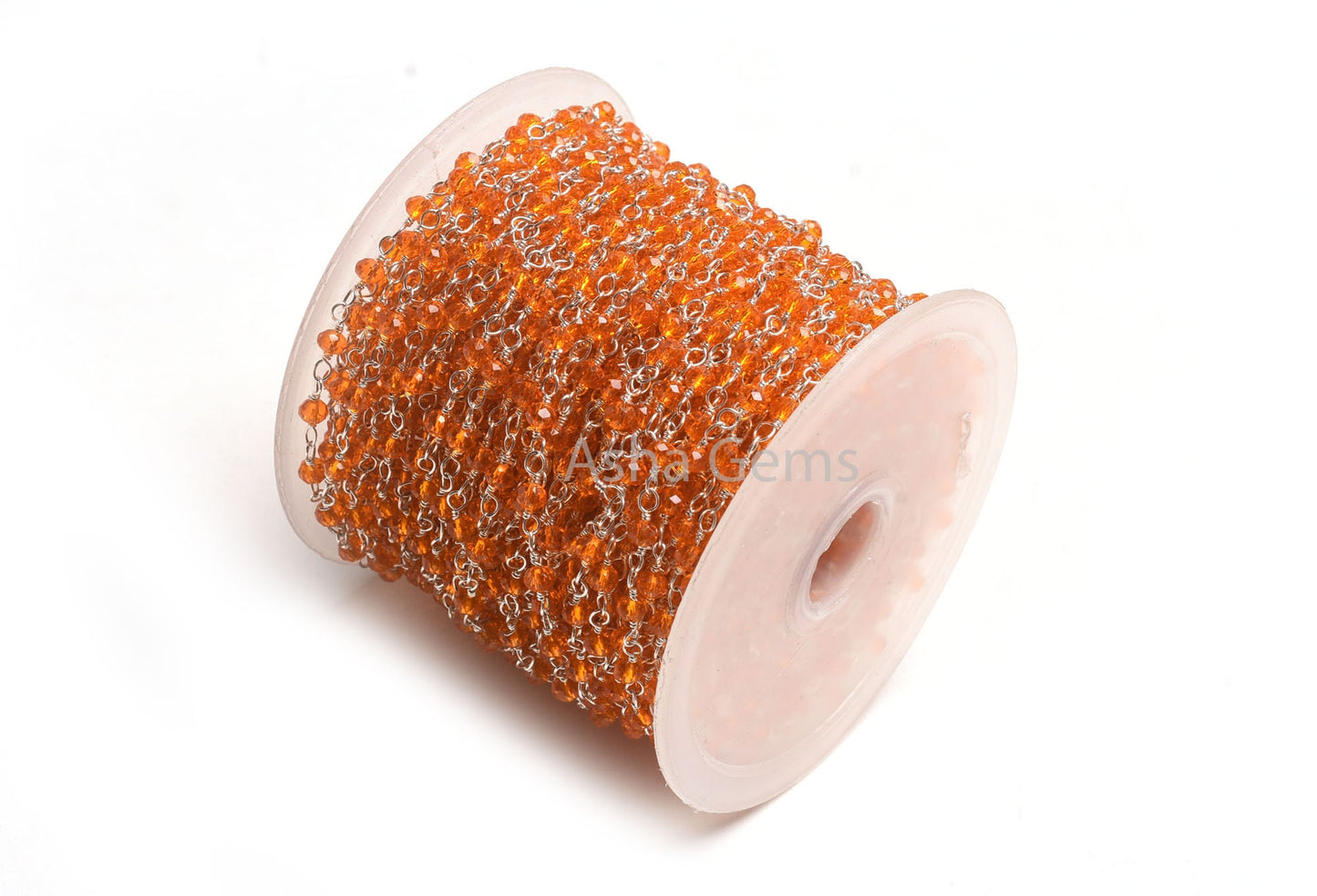 Fanta Orange Hydro Faceted Rondelle Beads Rosary Chain,3 mm Carnelian Color Hydro Silver Plated Chain Jewelry Making Crafts Wire Wrap Chains