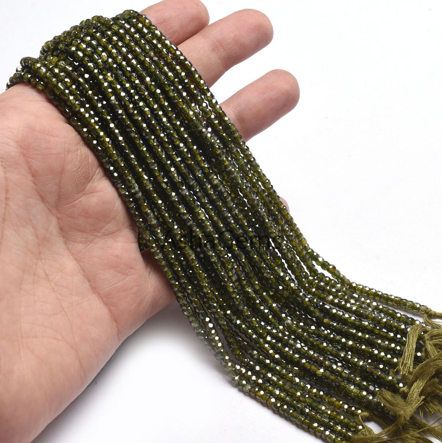 13" Strand Zircon Faceted Beads,3 mm Green Cubic Zirconia Micro Faceted Beads, AAA Hina Green Zircon Machine Cut Rondelle Beads Jewelry SALE