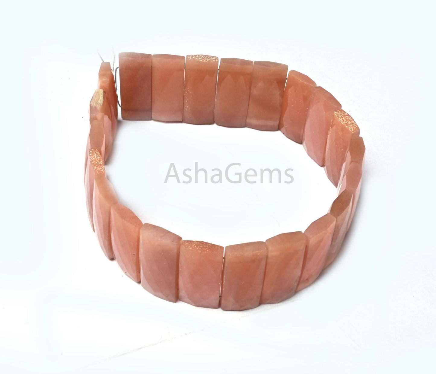 Natural Peach Moonstone Faceted Rectangle Beads,9x20-9.5x21 mm Moonstone Fancy Chicklet Briolette Gemstone AAA Moonstone Double Drill Beads