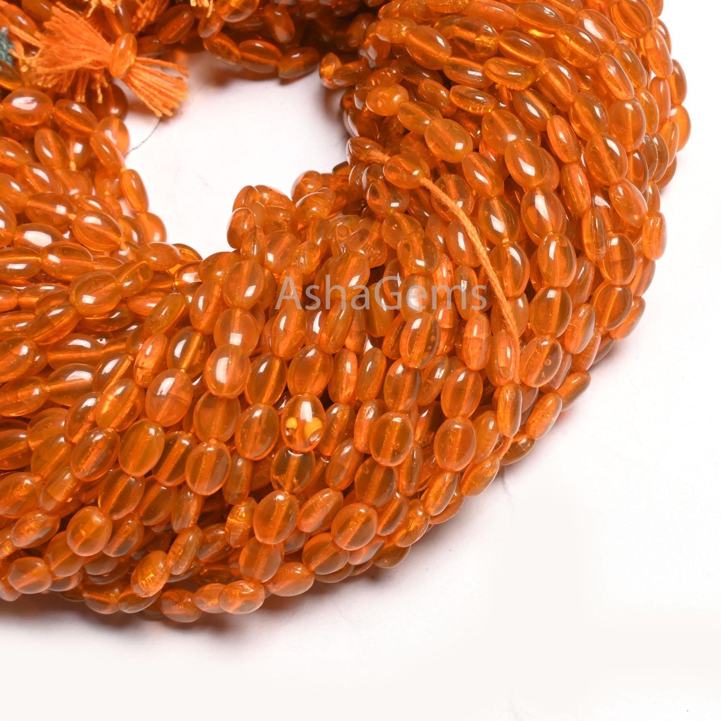Beautiful Fanta Orange Color Hydro Smooth Oval Shape Beads, 5.5-7 mm Pine Orange Quartz Hydro Plain Handmade Oval Loose Beads Jewelry Crafts