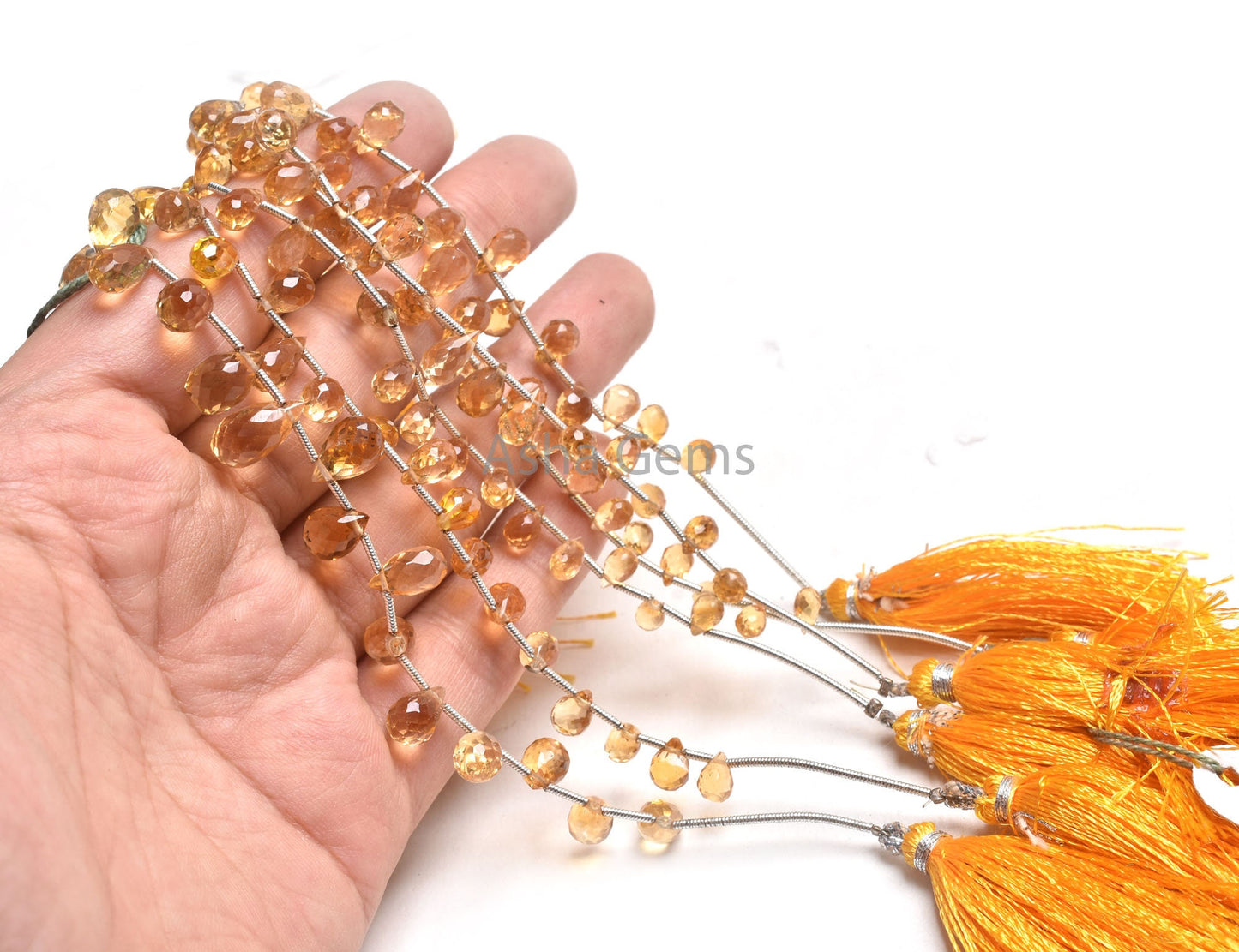 Natural Citrine Faceted Drops Shape Gemstone Beads, Fine Quality Yellow Citrine Teardrop Citrine Drops Briolette Jewelry Making Crafts SALE