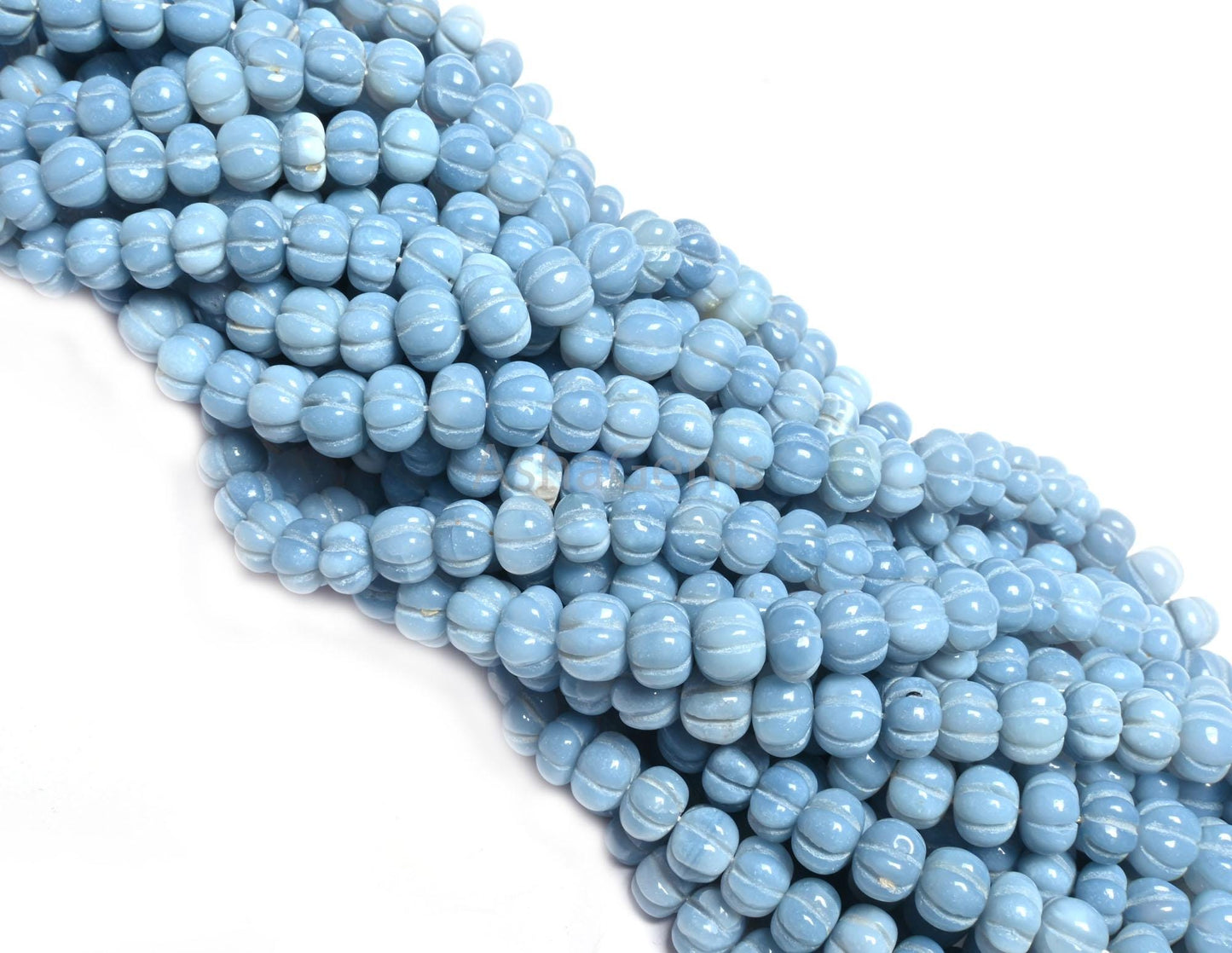 Beautiful Blue Oregon Opal Carved Watermelon Shape Beads, Pigeon Blue Opal Carving Beads, Opal Melon Hand Carve Gemstone Bead Jewelry Crafts