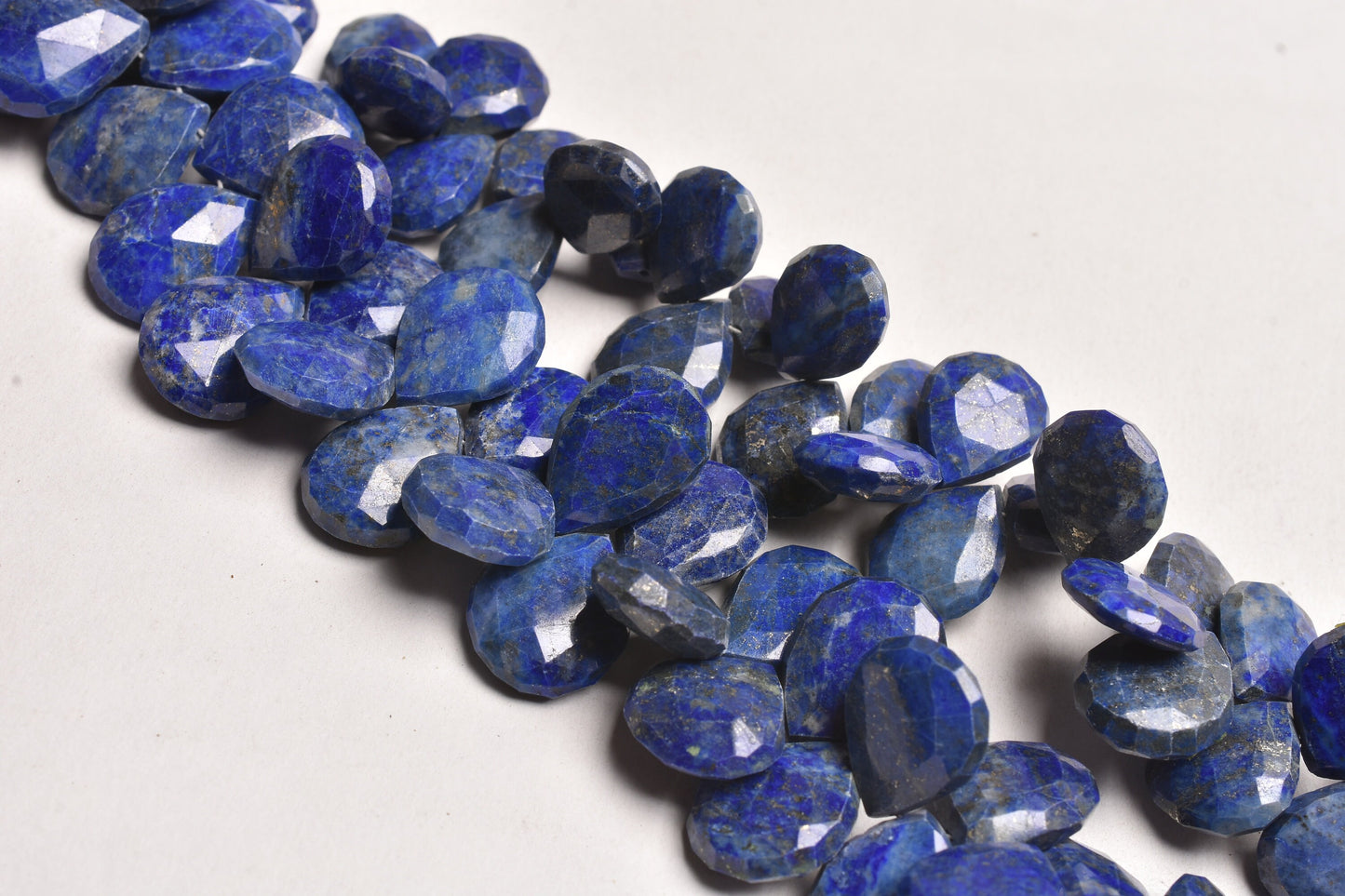 Natural Blue Lapis faceted Pear Shape Beads,9" Strand Lapis Lazuli Beads, Lapis Teardrop Briolette Gemstone Side Drill Beads Jewelry Carfts