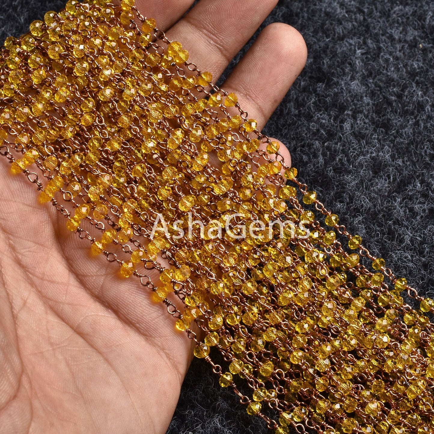 AAA Lemon Quartz Hydro Faceted Beads Rosary Chain Silver Gold Black, Copper Plated Chain handmade Beaded Rondelle Rosary Chains Jewelry SALE