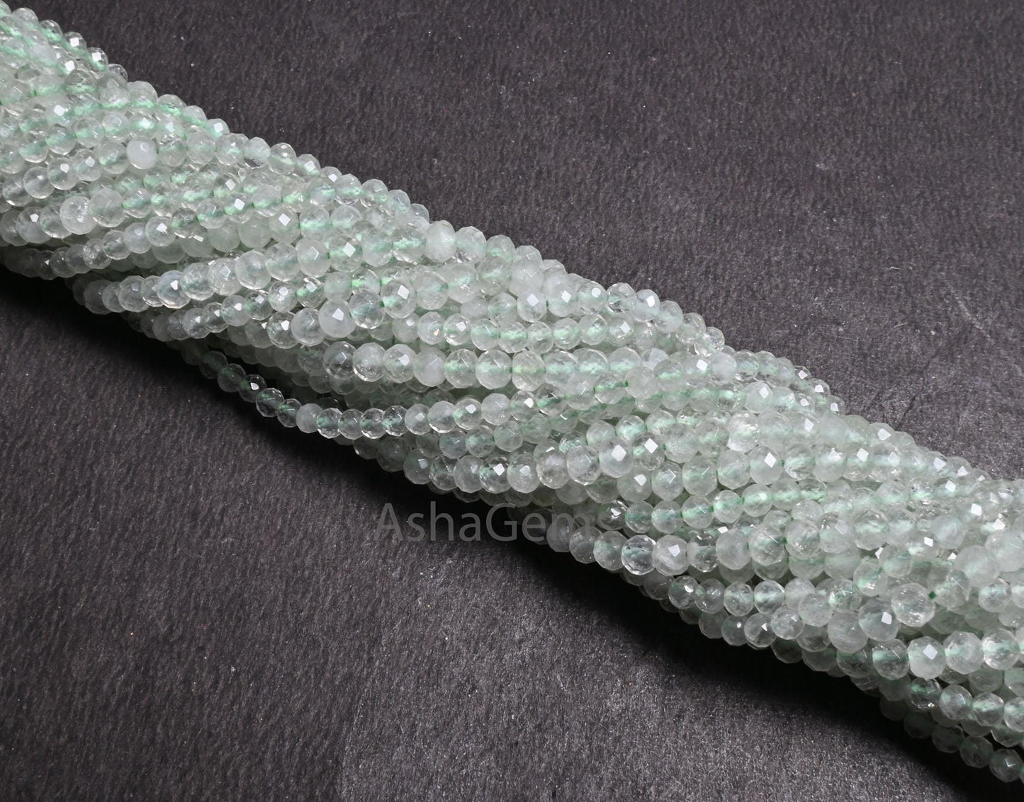 Beautiful Green Amethyst faceted machine cut Rondelle Gemstone Loose Beads,12.5" Fine Natural Green Amethyst Micro Cut Beads Jewelry Crafts