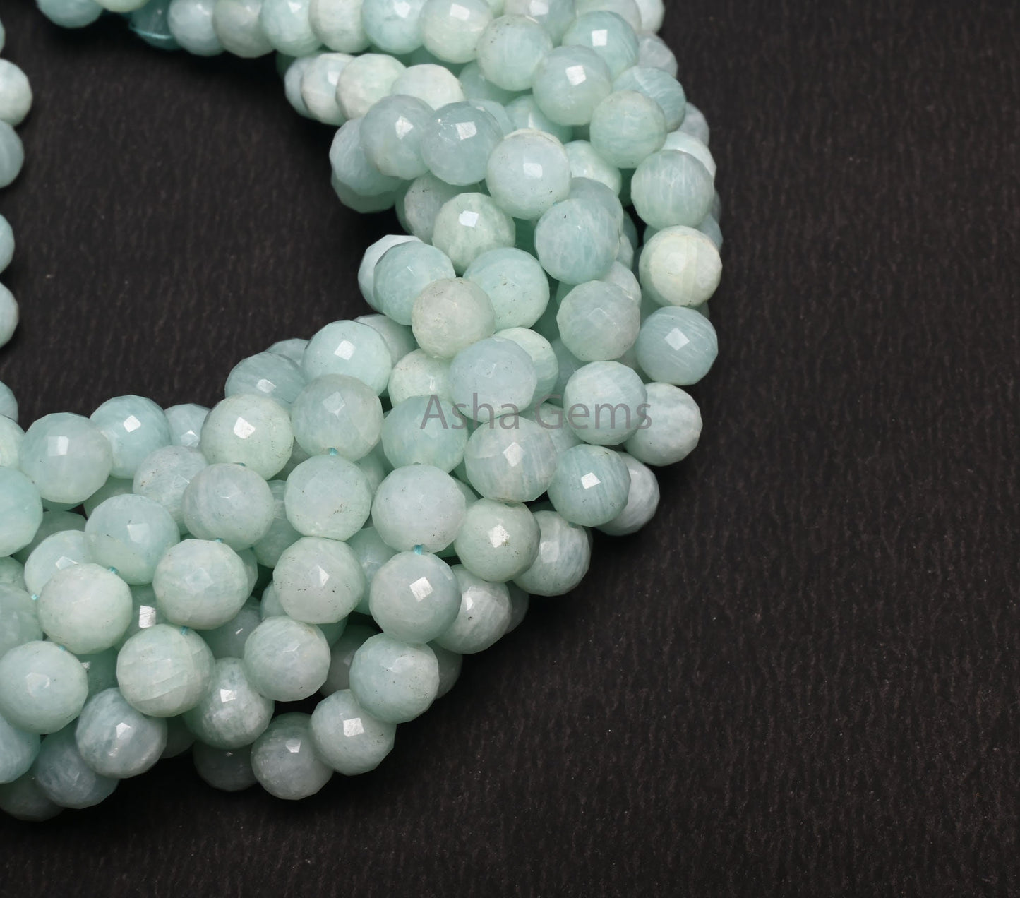 Fine Blue Amazonite Faceted Round Ball Gemstone Beads,13" Natural Amazonite Beads, Amazonite Indian Cut Round Shape Beads Jewelry Handicraft