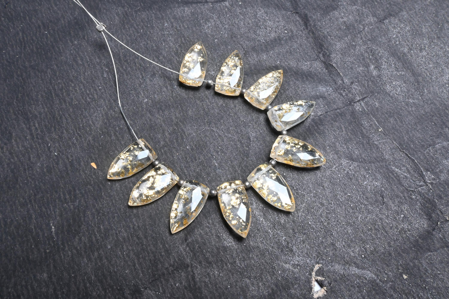 Natural Crystal Quartz Doublet Fancy Arrow Shape faceted Beads,8-16mm Crystal Gold Foil Doublet Side Drill Briolette Bead Jewelry Craft SALE (18705)