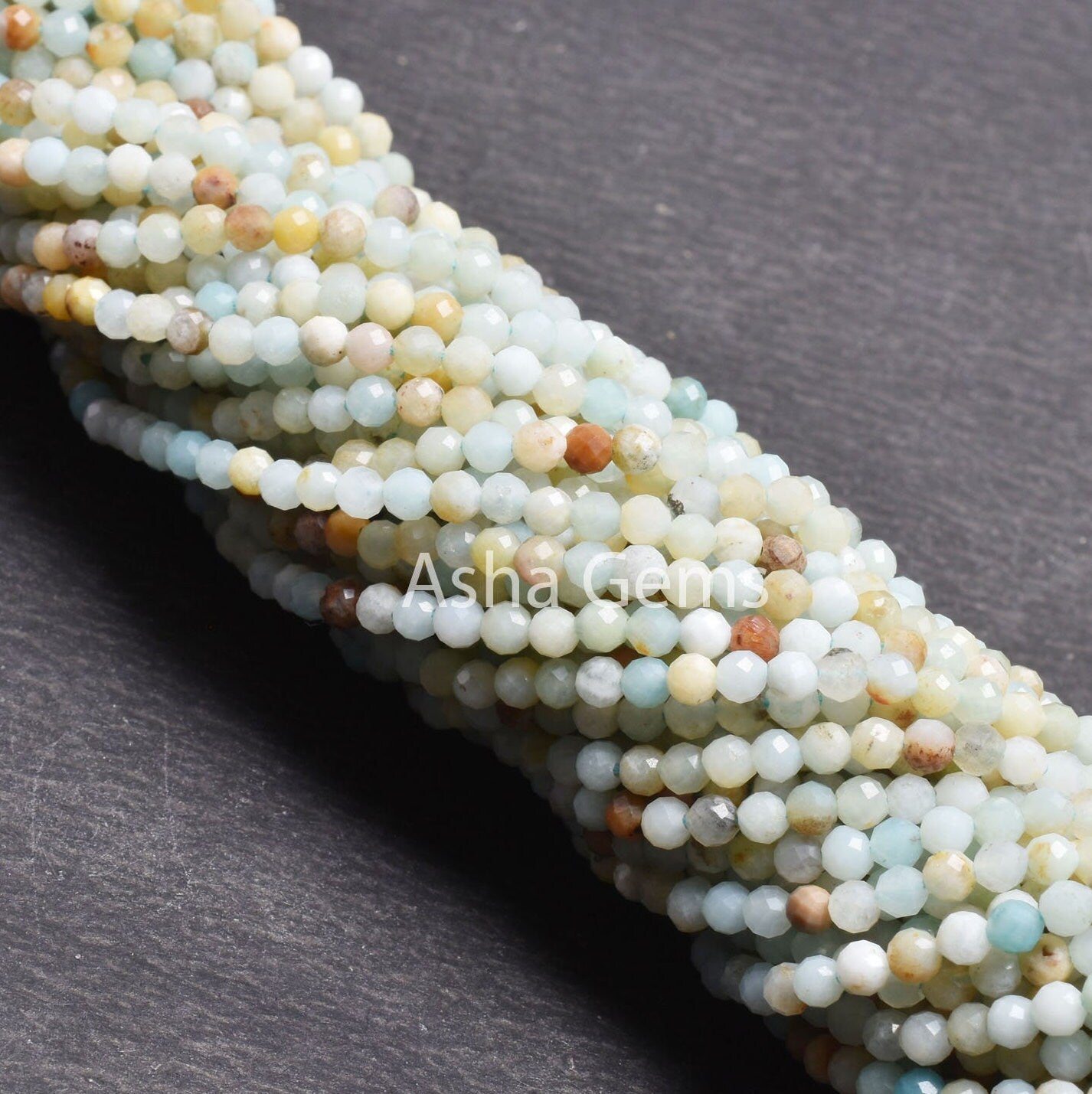 Fine Peruvian Amazonite Micro Cut faceted Gemstone Beads,3.2 mm Peru Blue Amazonite Machine Cut Round Ball Bead, Amazonite Bead Jewelry SALE
