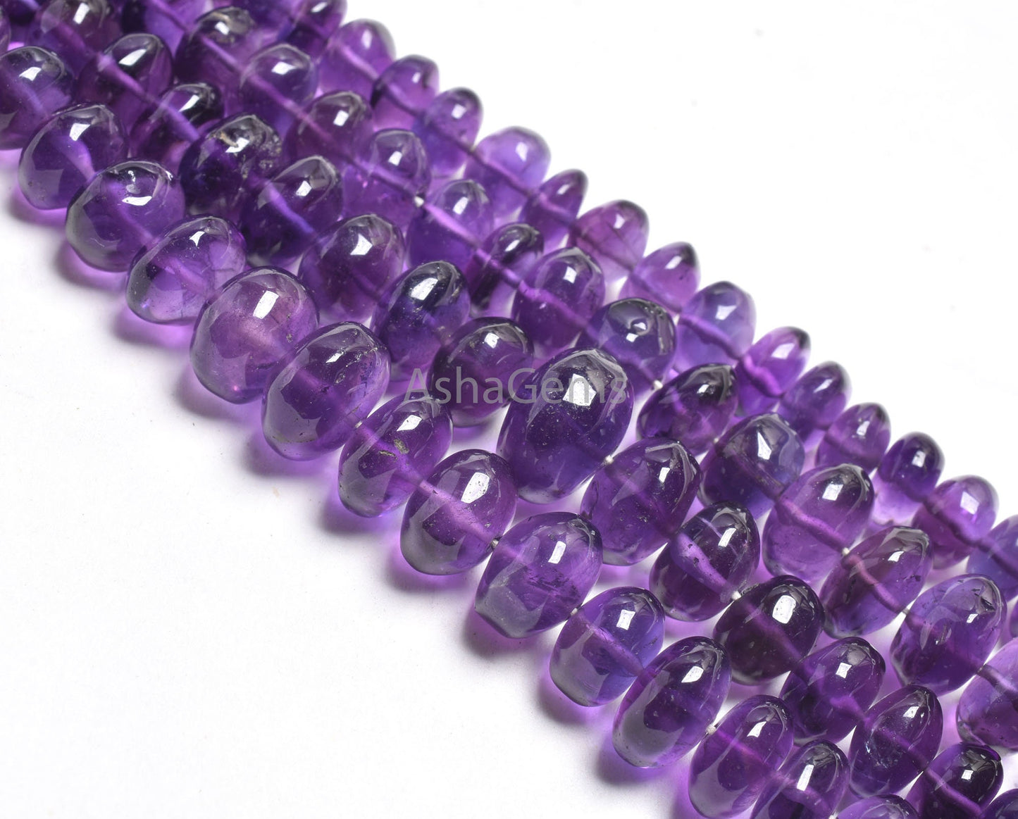 Beautiful Purple Amethyst Smooth Handmade Gemstone Beads, AAA Natural Amethyst Rondelle Beads,10" African Amethyst Bead Jewelry Making SALE