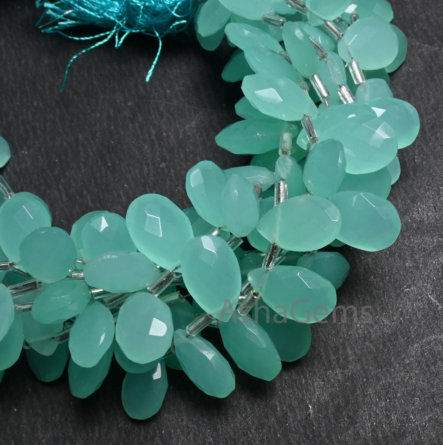 Beautiful Sea Green Chalcedony Color Hydro faceted Pears Beads, AAA Quality Green Hydro Teardrop Checker Cut Briolette Beads Jewelry Makings