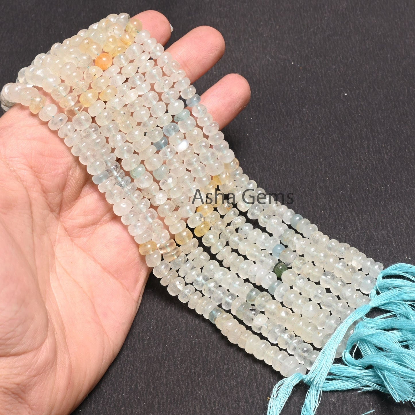 Natural Raw Aquamarine Handmade Uneven Rondelle Beads,8" Shaded Light Aqua Blue Smooth Gemstone Loose Beads, Aquamarine Bead Jewelry makings