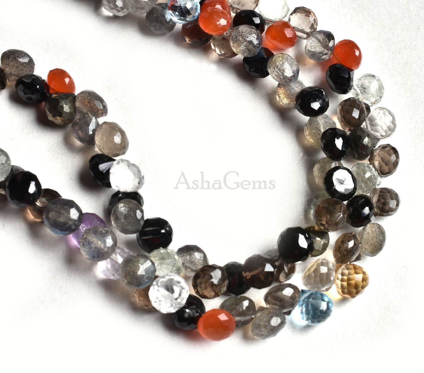 Beautiful Multi Color Gemstone Faceted Onion Shape Beads Disco Onion Briolette Beads,8"Strand Natural Mix Color Stone Faceted Onion Beads
