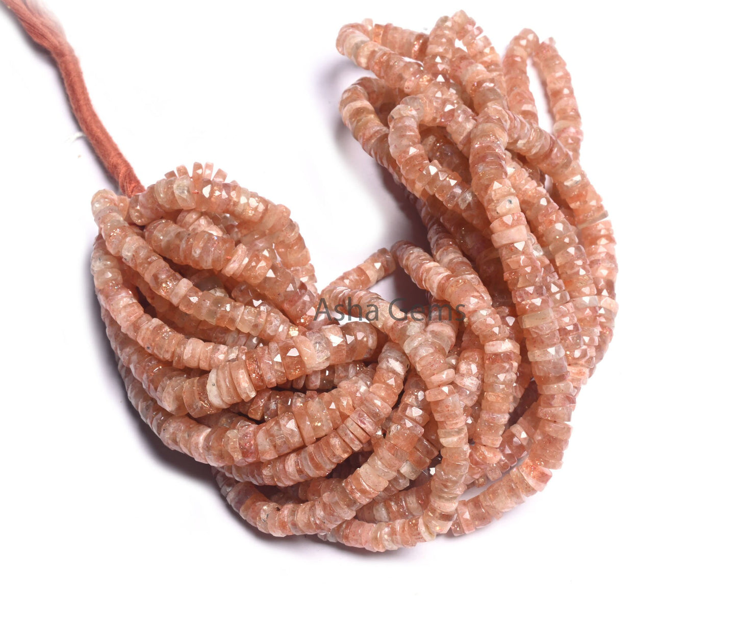 Beautiful Sunstone Faceted Heishi Tyre Beads,Natural Red Sunstone Handmade Indian Cut Flat Wheel Shape Gemstone Disc Bead Jewelry Craft SALE