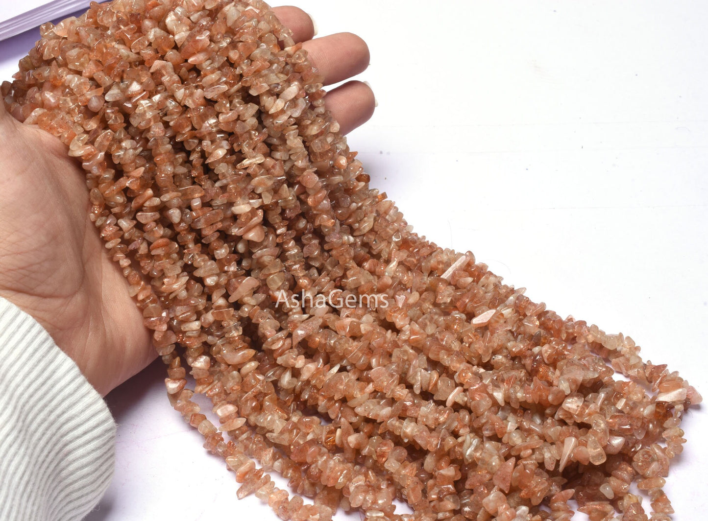 34 inch Strand Natural Sunstone Uncut Chips Beads, Fine Natural Orange red Sunstone Raw Rough Smooth gemstone Tiny Nugget Beads Jewelry SALE