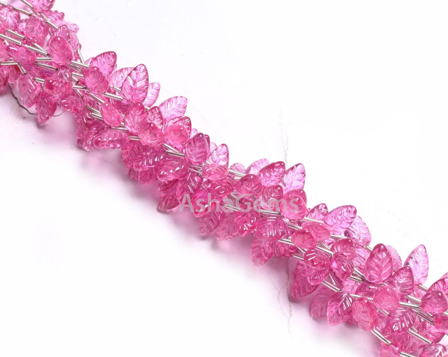 AAA Quality Pink Coated Topaz Fancy Leaf Shape Gemstone Carving Beads,8" Topaz Carved Pear Briolette Handmade Bead Jewelry making Handicraft