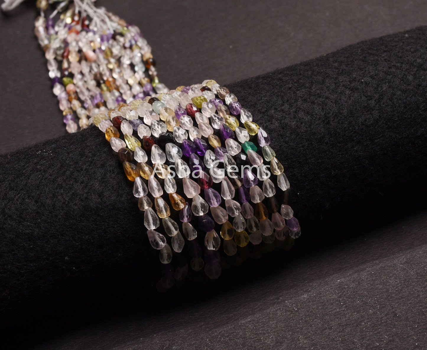 Mix Gemstone Disco Faceted Drop Shape Beads,14" Strand Multi Color Stone Teardrop Straight Drill Beads, Disco Bead Jewelry Making Handicraft