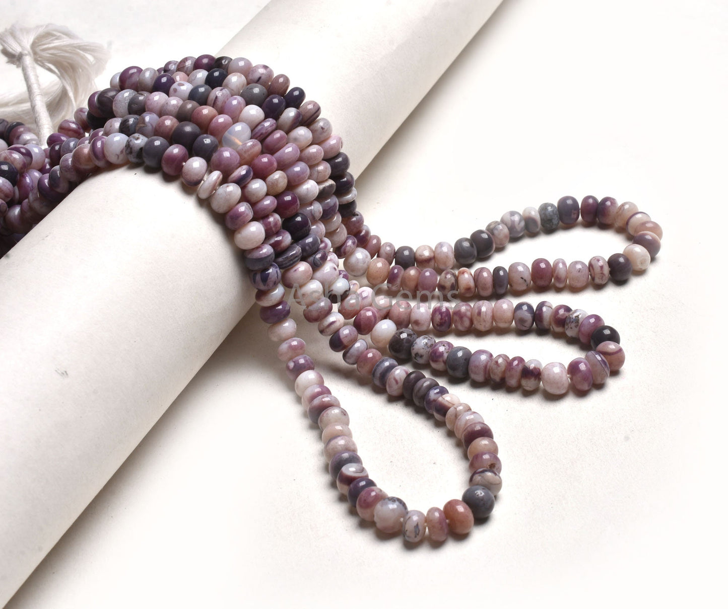 7-8 mm Shaded Plum Purple Opal Smooth Rondelle Shape Beads,16" Strand Opal Beads, Lavender Opal Plain Handmade Gemstone Beads Jewelry Crafts