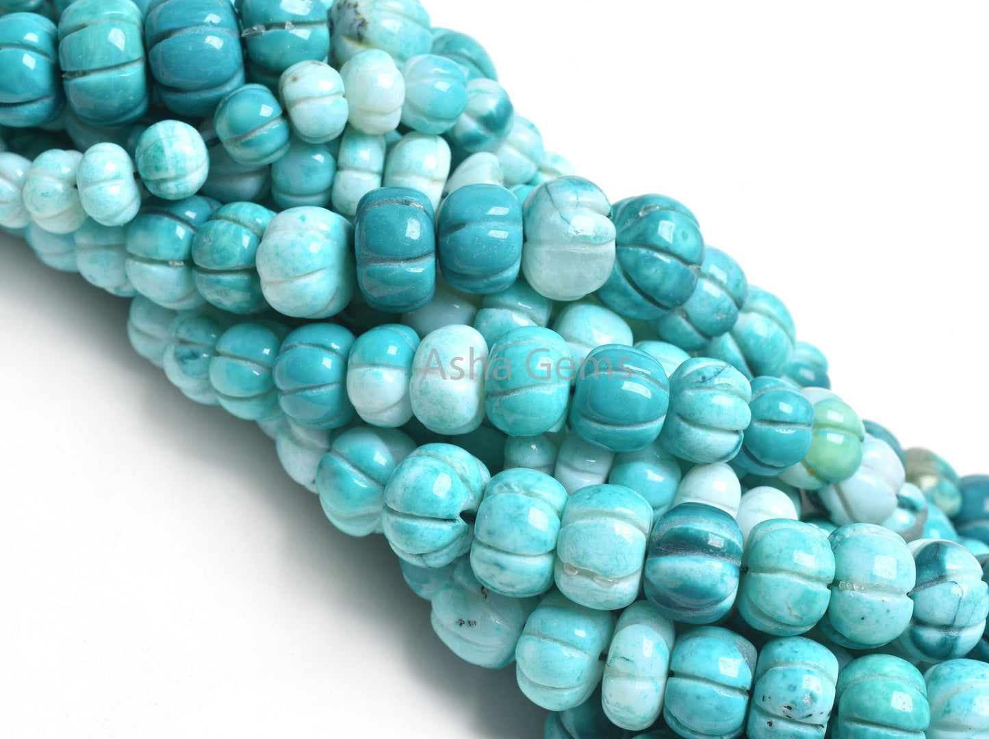 AAA Pine Green Opal Carving watermelon Beads,16"Strand Shaded Green Blue Opal carved Pumpkin Gemstone Handmade Beads Opal Carve Bead Jewelry