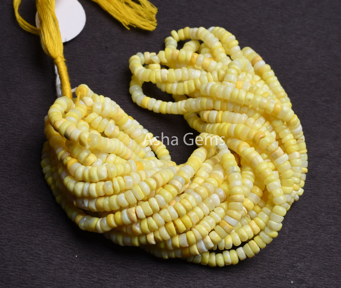 Yellow Opal Smooth Flat Tyre Heishi Gemstone Beads,8/16" Strand Opal Handmade Uneven Wheel Shape Bead, Yellow Opal Beads Jewelry Craft SALE