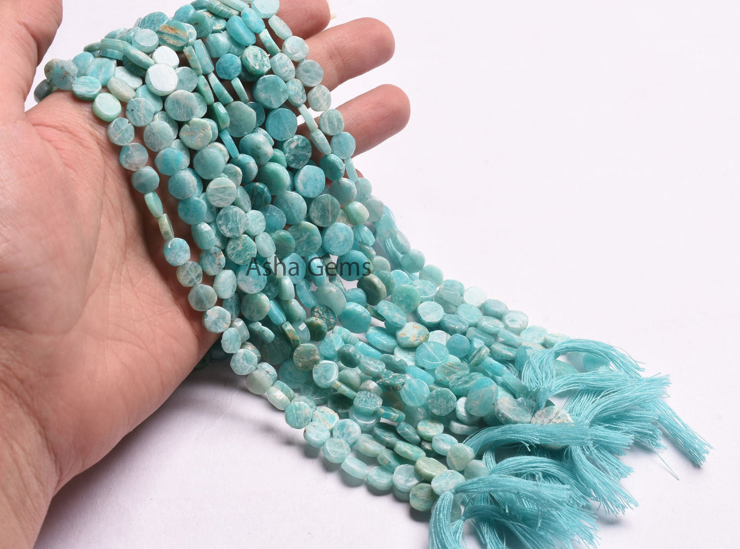 Beautiful Amazonite Smooth Coin Gemstone Beads,13" Natural Blue Amazonite Uneven Coin Straight Drill Handmade Bead, Amazonite Beads Jewelry