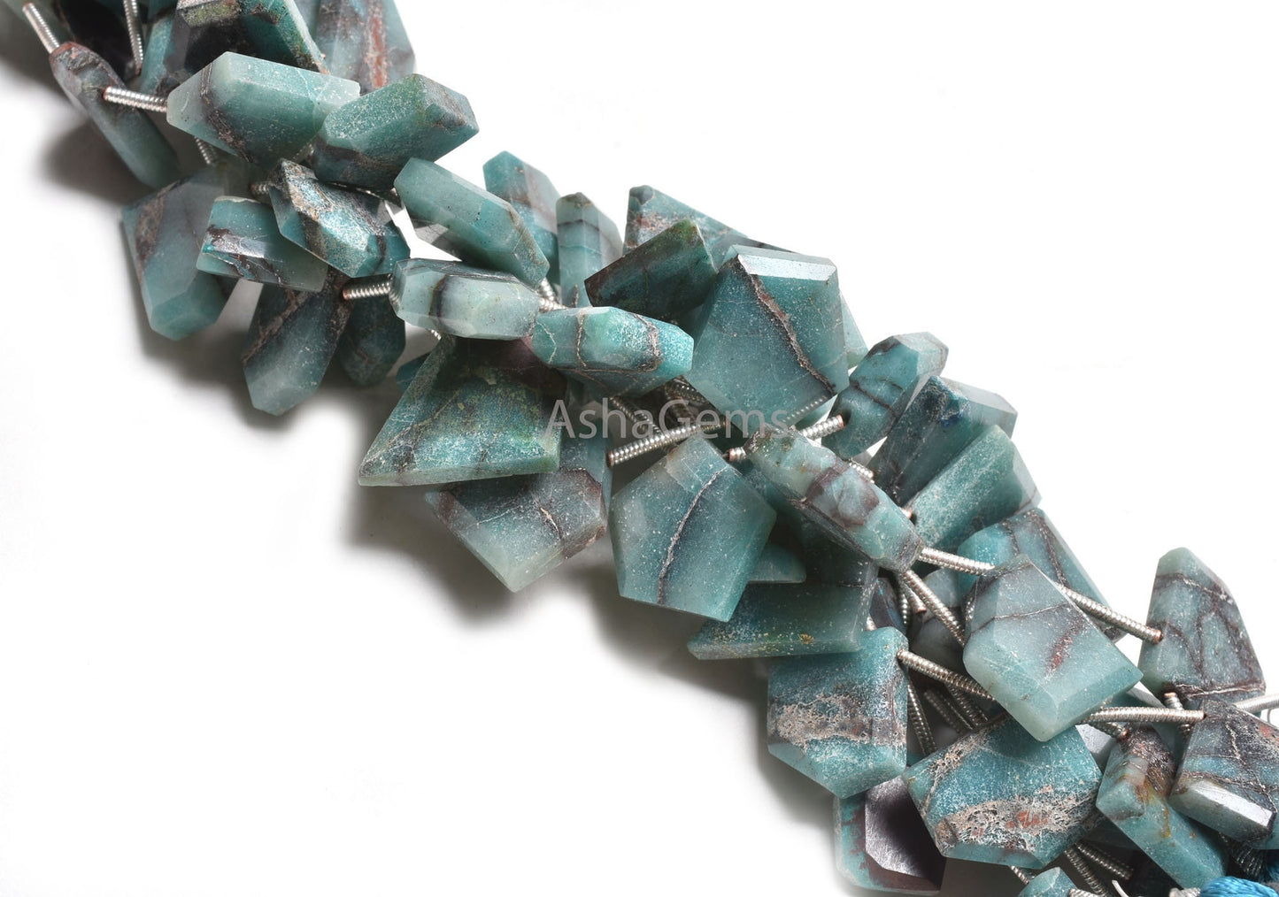 Chrysocolla Fancy Slice Shape Side Drill Gemstone Beads,11-16 mm Natural Blue Chrysocolla Flat Table Slice Faceted Bead Jewelry Making Craft