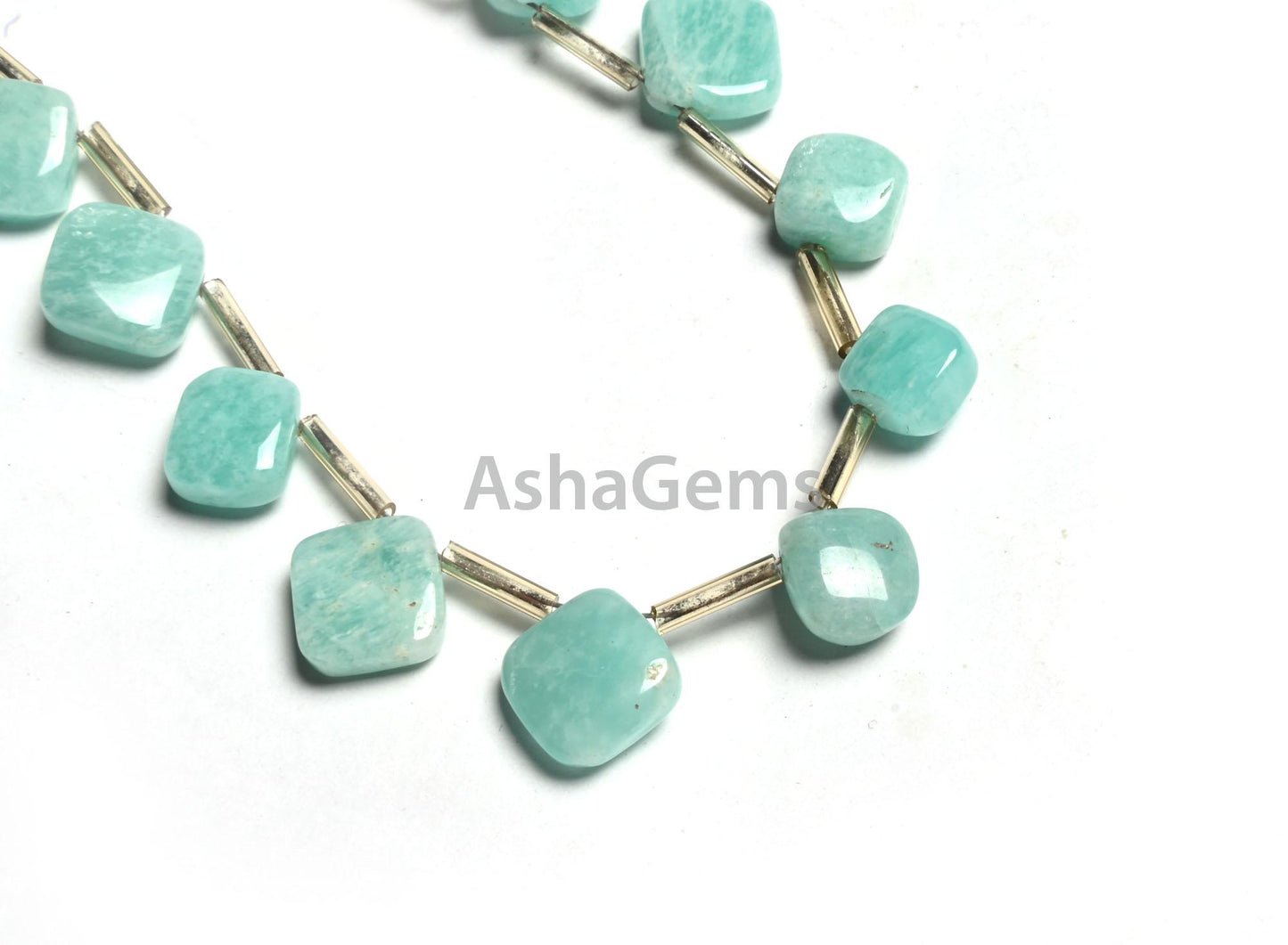 Natural Amazonite Fancy Square+ 1 Piece Heart Smooth Gemstone Beads, Amazonite handmade Uneven Shape Side Drill Beads Jewelry making Crafts