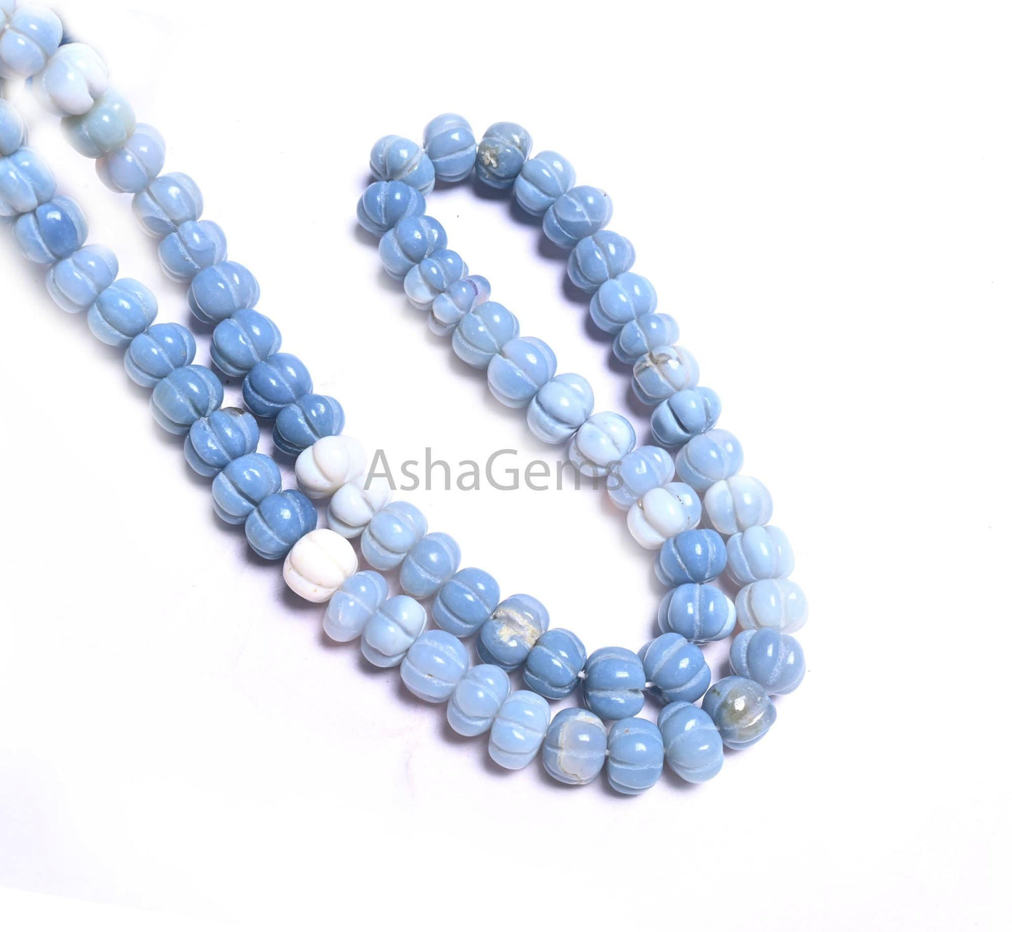Shaded Blue Oregon Opal Carving watermelon Gemstone Beads, Fine Pigeon Blue Opal Carved Pumpkin Handmade Opal Melon Carve Bead Jewelry Craft