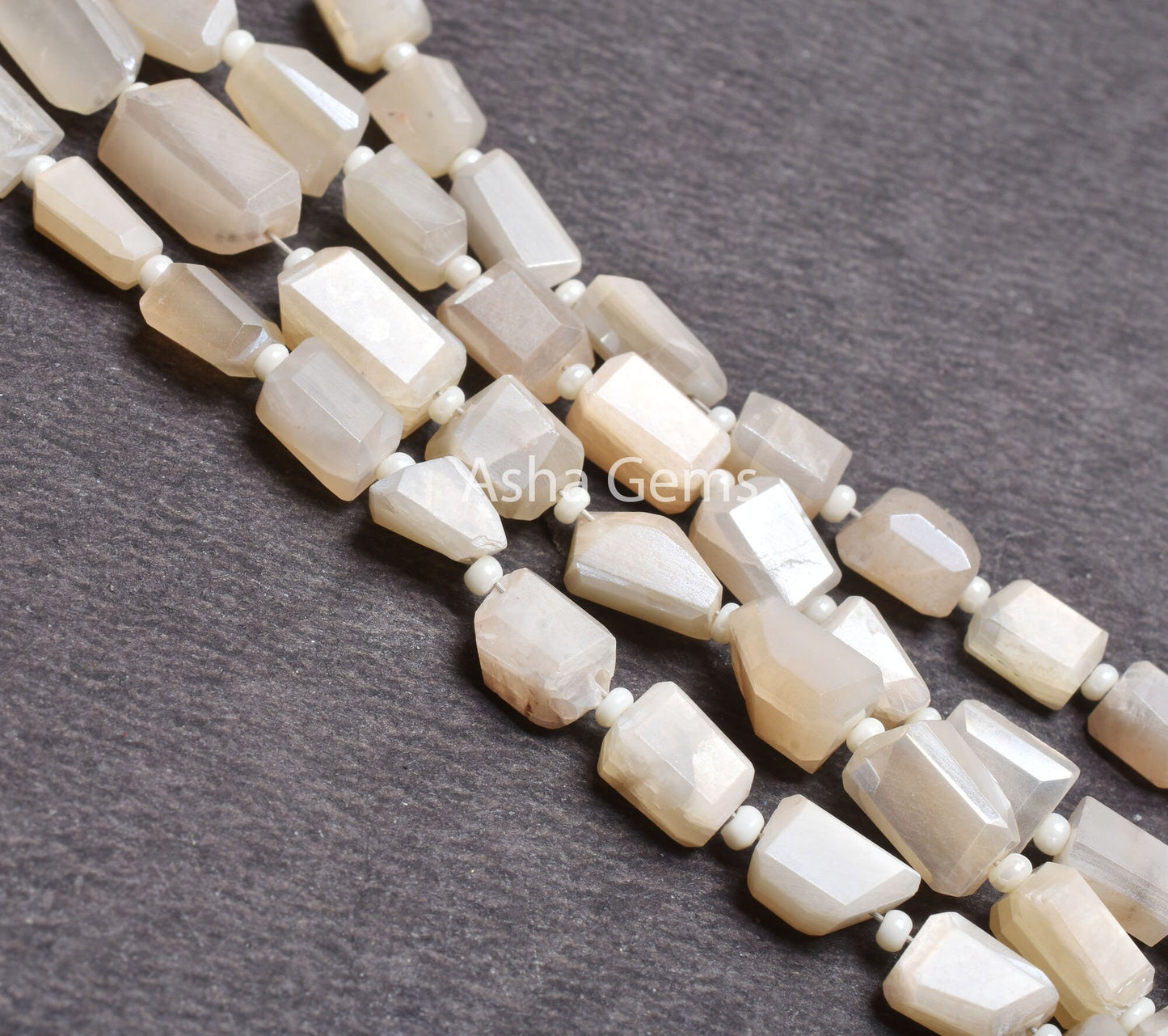 Beautiful Moonstone Silver Coated Faceted Nugget Shape Beads, White Moonstone Coated Tiny Nugget Gemstone Straight Drill Bead Jewelry Crafts (AG 22216)