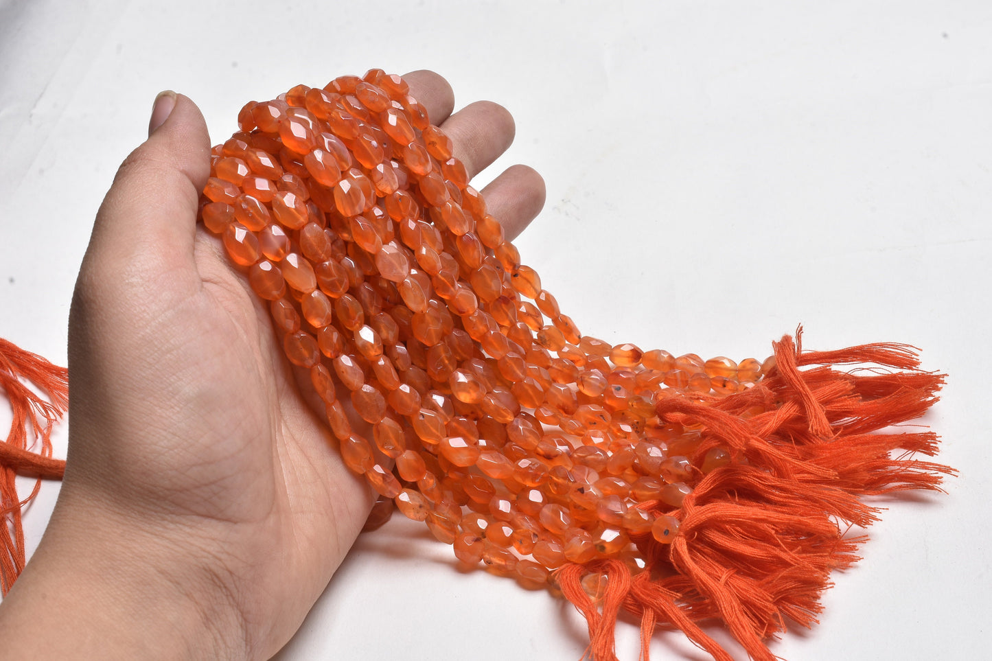 Natural Orange Carnelian faceted Oval Beads,12"Strand Carnelian Indian Cut Oval Briolette Handmade Beads, Carnelian Bead Jewelry Crafts SALE