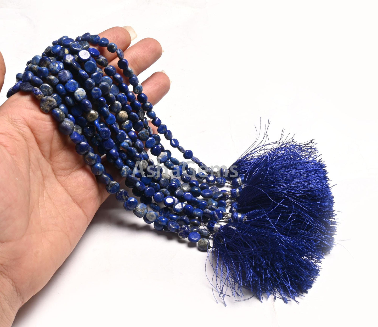 Natural Blue Lapis Smooth Coin Shape Gemstone Loose Beads,8" Lapis lazuli Plain Coin Handmade Straight Drill Beads, Lapis Bead Jewelry Craft